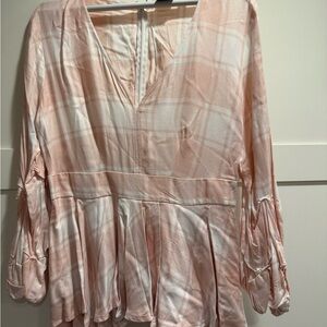 Plaid V-Neck Peplum Top PRICES are negotiable